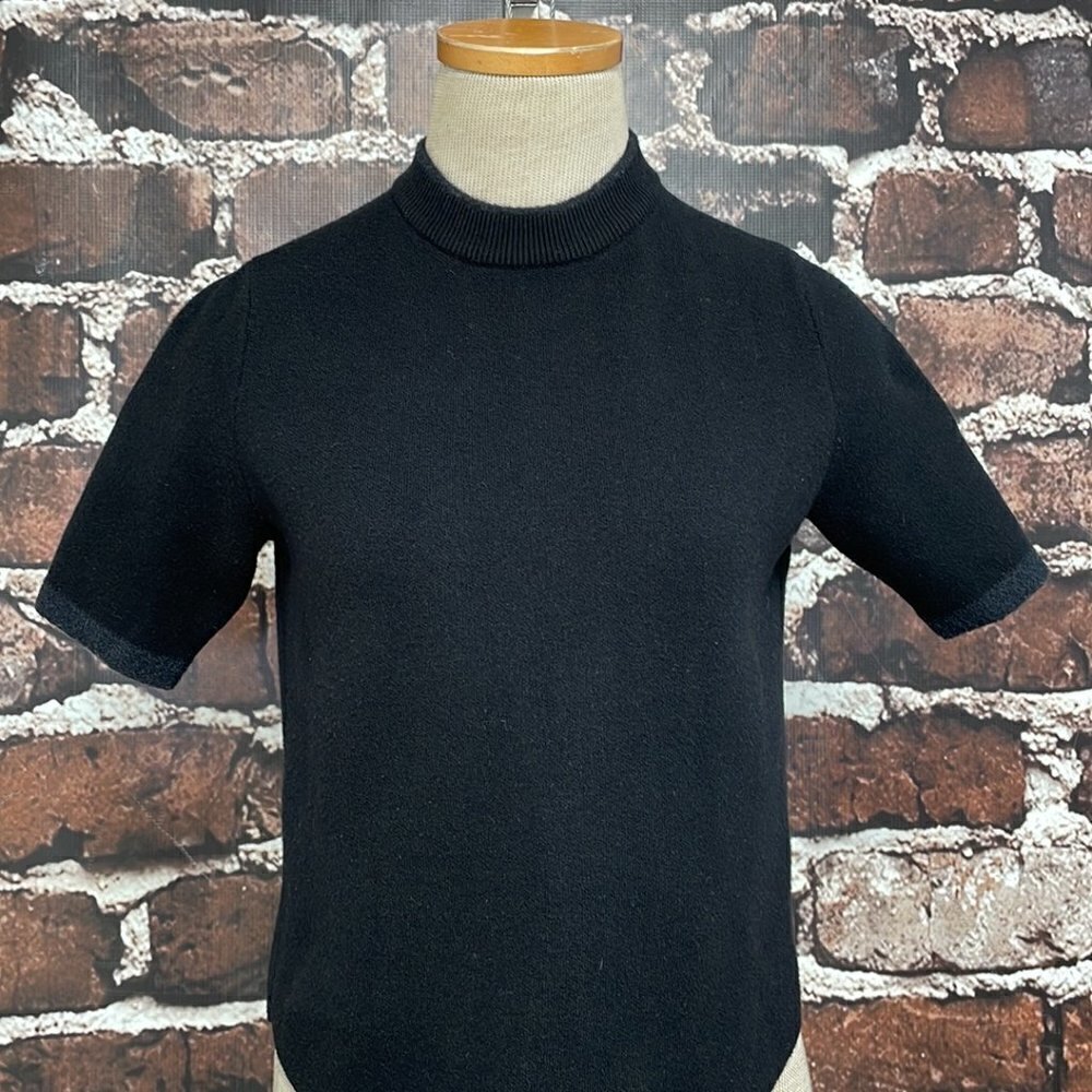 Zara Knit Short Sleeve Sweater Crew Neck Short Black Size Small S - Picture 7 of 16